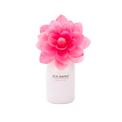 ECO HAPPY - Ambientador de Flor Perfumada Que Cambia de Color. Fragancias Frescas y de Larga duración. 75 ml. (Rosa del Té)