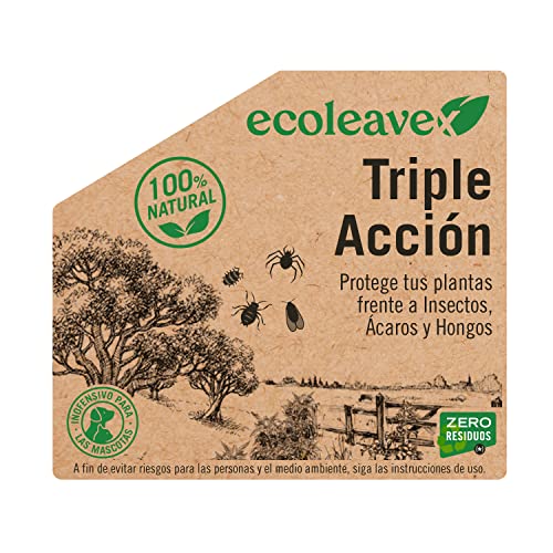 ECOLEAVEX Triple Acción, Protege Tus Plantas Frente a Insectos, Acaros y Hongos, ECOLOGICO, 100% Natural y Residuo Zero. (Spray Pulverizador 750 ml.)