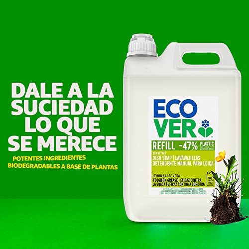Ecover Lavavajillas líquido ecológico, fragancia Lemon & Aloe, formato rellenable de 5L