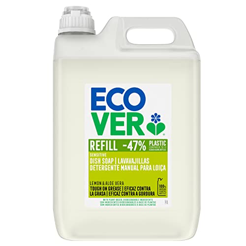 Ecover Lavavajillas líquido ecológico, fragancia Lemon & Aloe, formato rellenable de 5L