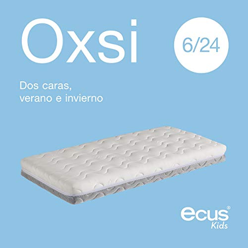 Ecus Kids Colchón de Cuna antiahogo Oxsi, Textil, Blanco/Gris, 117x057