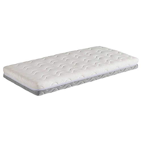 Ecus Kids Colchón de Cuna antiahogo Oxsi, Textil, Blanco/Gris, 117x057