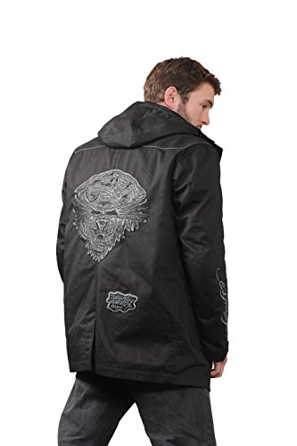Ed Hardy Tiger Chaqueta de Tela, Negro, 2XL