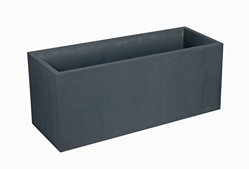 Eda Jardinera De Plástico Volcania %22Decoración De Piedra%22 Gris Antracita - 99.5 X 39 X 43 + Battle - Sustrato Bolas Arcilla Expandida 20L. -