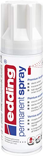 edding 5200 spray permanente - blanco tráfico brillante - 200 ml - pintura acrílica para decorar vidrio, metal, madera, cerámica, plástico, lienzo - aerosol, spray acrílico, spray de pintura