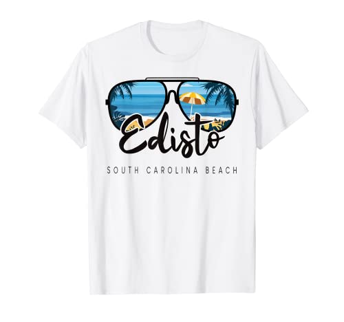 Edisto Beach South Carolina Palm Tree Gafas de sol recuerdo Camiseta