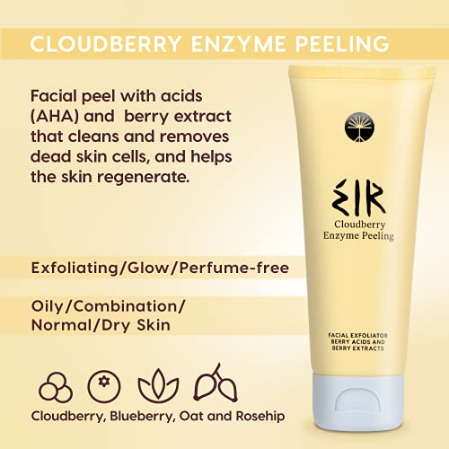EIR ® | Cloudberry Enzyme Peeling | Mascarilla facial exfoliante natural que brinda resultados inmediatos y un brillo hermoso | Marca nórdica y vegana | 75 ML