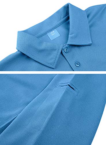 EKLENTSON Hombre Camisas - Polos de Golf de Manga Larga Casuales y Ligeros Camisas de Deporte Militar Cielo Azul Talla 3XL