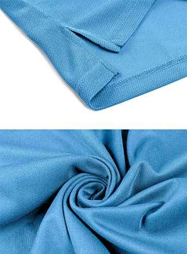 EKLENTSON Hombre Camisas - Polos de Golf de Manga Larga Casuales y Ligeros Camisas de Deporte Militar Cielo Azul Talla 3XL
