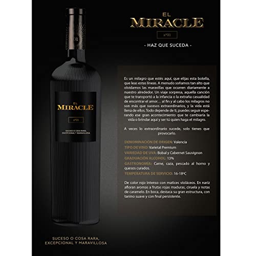 El Miracle Nº 1 Vino Tinto D.O. Valencia Bobal Cabernet Sauvignon 6 Botellas - 750 ml