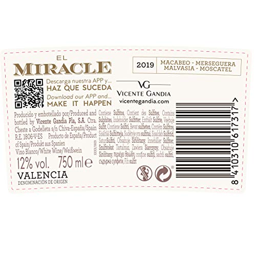 El Miracle Nº3 Vino Blanco Premium D.O. Valencia caja 6 botellas 75 cl.
