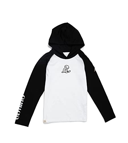 El Niño Tarifa Sweetwear. Camiseta de Manga Larga para niños con Capucha en Color Blanca y Negra. con Logo El Niño Estampado en el Pecho (16)
