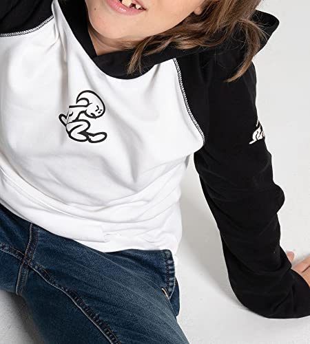 El Niño Tarifa Sweetwear. Camiseta de Manga Larga para niños con Capucha en Color Blanca y Negra. con Logo El Niño Estampado en el Pecho (16)