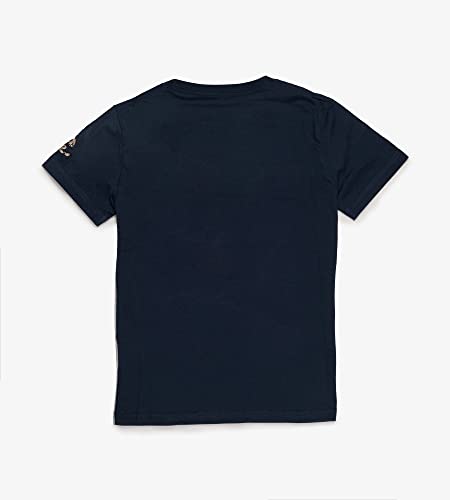 El Niño Tarifa Sweetwear. Camiseta de niños de Cuello Redondo en Color Azul y Gris. con Bolsillo y Estampado Frontal (4)