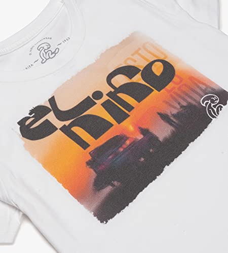 El Niño Tarifa Sweetwear. Camiseta de niños de Cuello Redondo en Color Blanco. con Estampado en el Pecho (6)