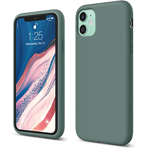 elago Silicona Líquida Funda Compatible con iPhone 11 (6.1"), Silicona Premium, Protección Funda Protectora 3 Tapas Estructura (Verde Noche)
