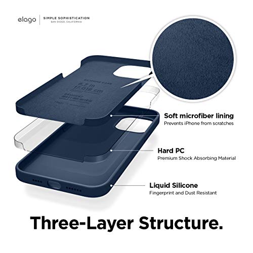 elago Silicona Líquida Funda Compatible con iPhone 12 Pro MAX Case (6.7"), Silicona Premium, Protección Funda Protectora 3 Tapas Estructura (Azul Oscuro)