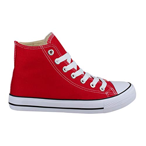 Elara Zapatillas de Deporte Unisex Zapatos Deportivos High Top Chunkyrayan Rojo 85-109-A-Rot-39