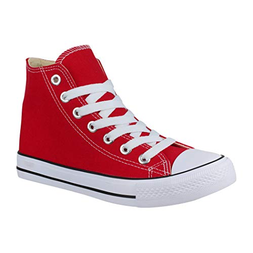Elara Zapatillas de Deporte Unisex Zapatos Deportivos High Top Chunkyrayan Rojo 85-109-A-Rot-39