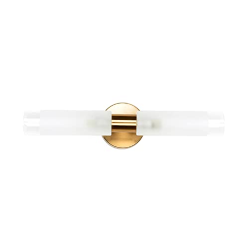 Elegante lámpara para espejo de baño en latón de metal y cristal, moderna, 2 x G9 lámpara de pared