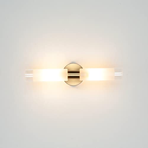 Elegante lámpara para espejo de baño en latón de metal y cristal, moderna, 2 x G9 lámpara de pared