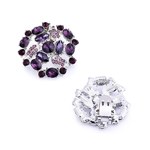 Elegantpark AM Mujer's Cristales Embragues Vestido Sombrero Zapato Clips Violeta 2 Pcs