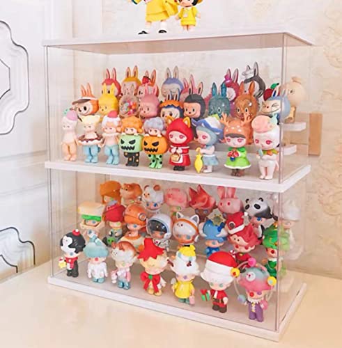 ELEpure Exhibidor de Escalera de acrílico de 3 Niveles, Organizador de Estante de Escalera de Madera, decoración Coleccionable para exhibición de Figuras, muñeca, cosméticos (40x18x22cm)