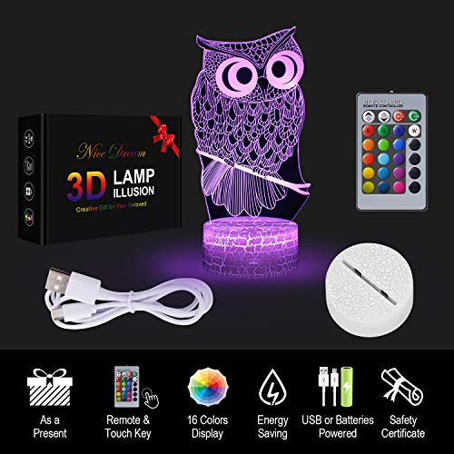 Elfo de Hadas Luz de Noche para Niñas, Luz 3D de 16 Colores Que Cambia con Control Remoto, Iluminación de Decoración de Habitaciones para Niños, Regalos de Vacaciones y Cumpleaños para Niños