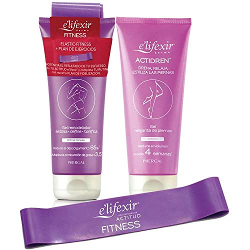 Elifexir | Fitness + Actidren + Banda Elástica | Gel Remoldeador + Relajante Piernas | Crema Reafirmante | Kit Perfecto para Potenciar los Resultados del Ejercicio - 200 ml + 200 ml