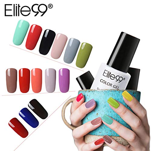 Elite99 Esmalte de Uñas 3 en 1, Esmaltes Semipermenentes para Uñas, 6pcs Kit de Uñas de Gel One Step, Soak off Pintauñas de Colores para Manicura, Tamaño Pequeño 7ml - 003