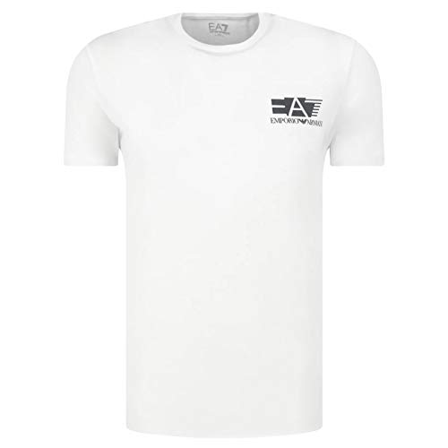 Emporio Armani Camiseta para hombre EA7 3HPT29 PJ6Z1, manga corta, cuello redondo, blanco, L