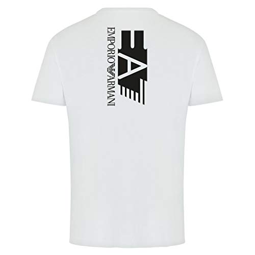 Emporio Armani Camiseta para hombre EA7 3HPT29 PJ6Z1, manga corta, cuello redondo, blanco, L