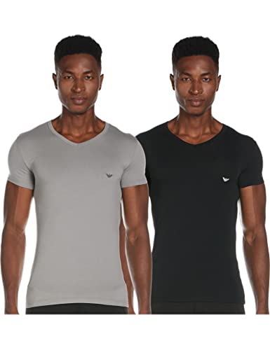 Emporio Armani CC717 111512 Camiseta Interior, Hombre, Multicolor (Negro/Gris), XL