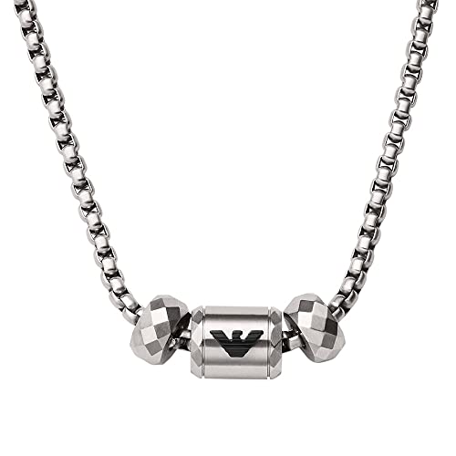 Emporio Armani Collar para hombre de acero inoxidable plateado, EGS2777040