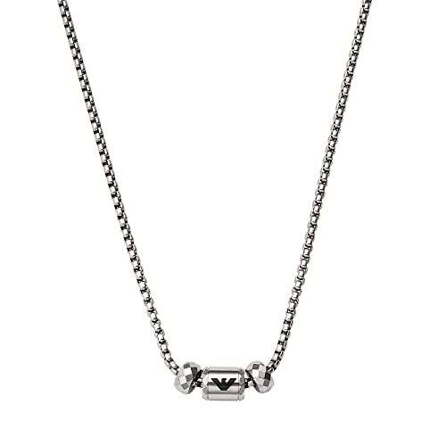 Emporio Armani Collar para hombre de acero inoxidable plateado, EGS2777040