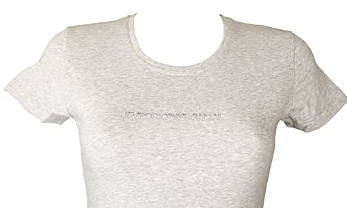 Emporio Armani Conjunto de Pijama de Mujer para casa Camiseta Media Manga pantalón Largo algodón artículo 163139 + 163038 5P263, 03748 Light Grey Melange, S