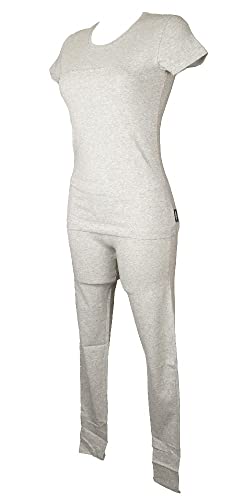 Emporio Armani Conjunto de Pijama de Mujer para casa Camiseta Media Manga pantalón Largo algodón artículo 163139 + 163038 5P263, 03748 Light Grey Melange, S