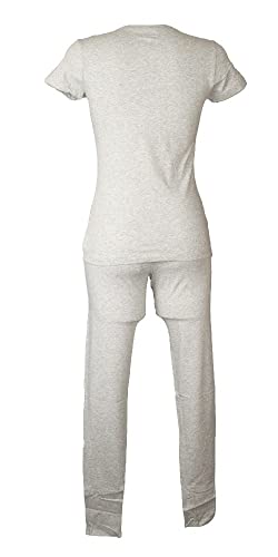 Emporio Armani Conjunto de Pijama de Mujer para casa Camiseta Media Manga pantalón Largo algodón artículo 163139 + 163038 5P263, 03748 Light Grey Melange, S