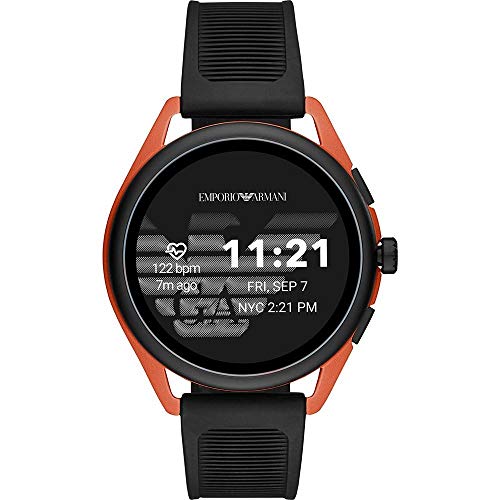Emporio Armani - Reloj inteligente para hombre Connected Gen 5 Caja de aluminio rojo mate y correa de caucho negra ART5025