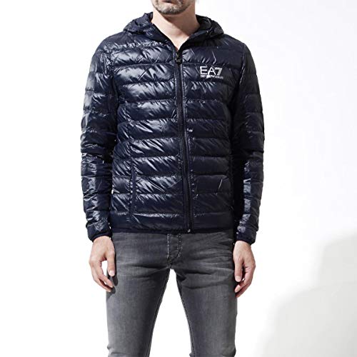 Emporio Armani Train Core Down Hooded Jacket Chamarra de plumas, Noche Azul, XXL para Hombre