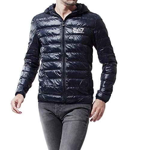 Emporio Armani Train Core Down Hooded Jacket Chamarra de plumas, Noche Azul, XXL para Hombre