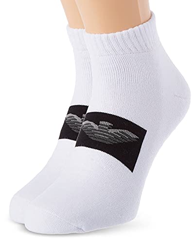 Emporio Armani Underwear Sporty 2 Paquetes de Calcetines en el Zapato, Hombre, Blanco, TU, Pie Logo
