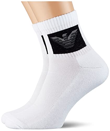 Emporio Armani Underwear Sporty 2 Paquetes de Calcetines en el Zapato, Hombre, Blanco, TU, Tobillo Logo