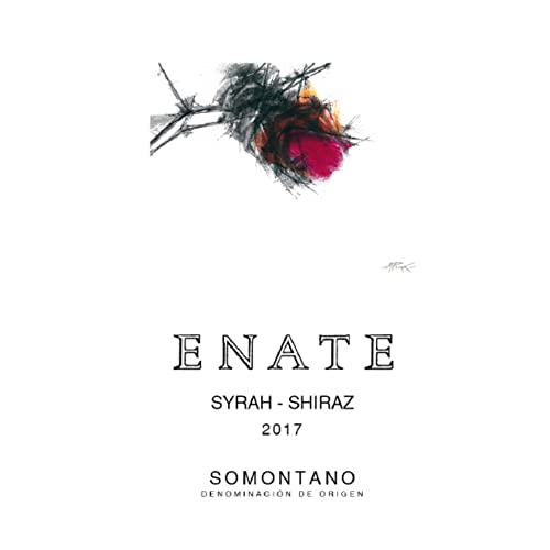 Enate Syrah Shiraz - Añada 2017, Vino Tinto-D.O. Somontano 75cl - Vino Tinto Muy Cubierto con Paladar Voluptuoso - Taninos Nobles y Aterciopelados - Fermentado en Barrica de Roble Europeo y Americano