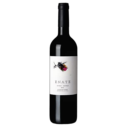 Enate Syrah Shiraz - Añada 2017, Vino Tinto-D.O. Somontano 75cl - Vino Tinto Muy Cubierto con Paladar Voluptuoso - Taninos Nobles y Aterciopelados - Fermentado en Barrica de Roble Europeo y Americano