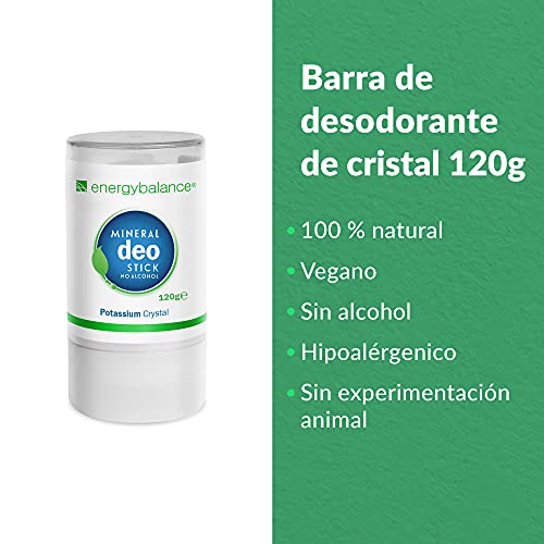 EnergyBalance Deo-Stick cristal 120g sin aluminio (cloruros de aluminio) | Para hombres y mujeres | Sin olor | Desodorante | Calidad de marca desde Suiza