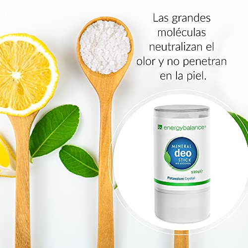 EnergyBalance Deo-Stick cristal 120g sin aluminio (cloruros de aluminio) | Para hombres y mujeres | Sin olor | Desodorante | Calidad de marca desde Suiza