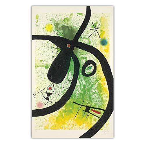 Enmarcado: Cuadros famosa del artista sobre lienzo. Reproducción de Joan Miró 'El cazador de pulpos'. Cuadro de arte de pared de lienzo para decoración del hogar 50x80cm (20x32in) enmarcado
