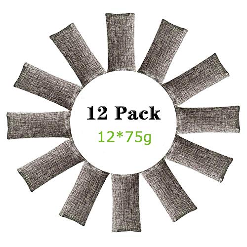 ENVEL Bolsa de ambientador de carbón de bambú, Bolsas de ambientador Natural, eliminador de olores de carbón Activado, ambientador Adecuado para Coche, baño, Cocina, clóset de Mascotas