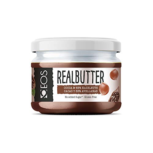 EOS - Crema de Cacao y Avellanas Saludable 200g - Sin azúcares añadidos y 65% Avellana